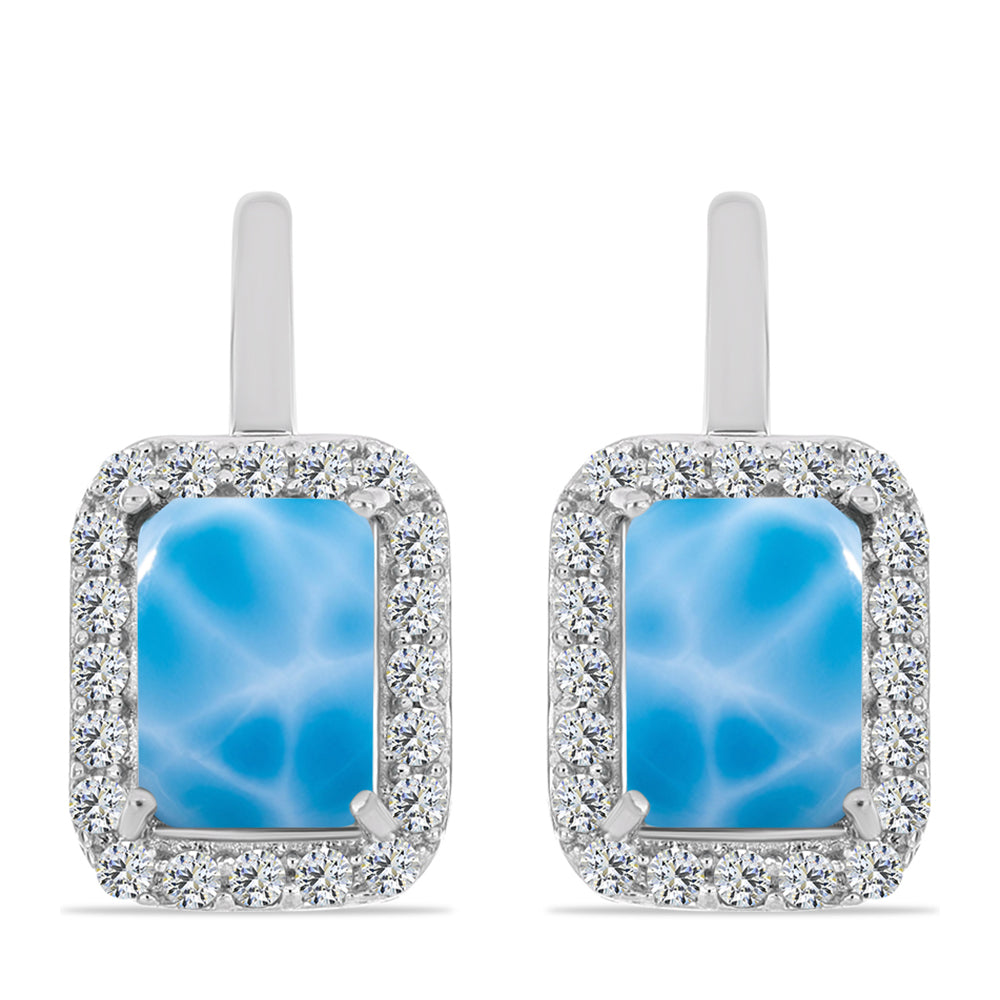 Pendientes de Plata con Larimar de Barahona y Topacio Blanco 1 