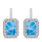 Pendientes de Plata con Larimar de Barahona y Topacio Blanco