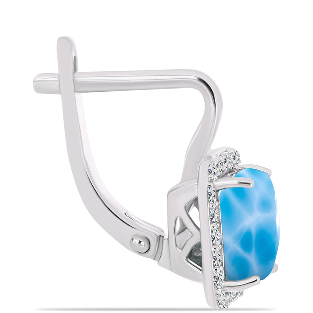 Pendientes de Plata con Larimar de Barahona y Topacio Blanco 2 