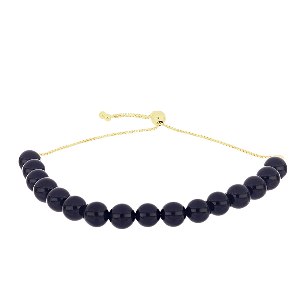 Pulsera de Plata Bañada en Oro con Ónix Negro 1 