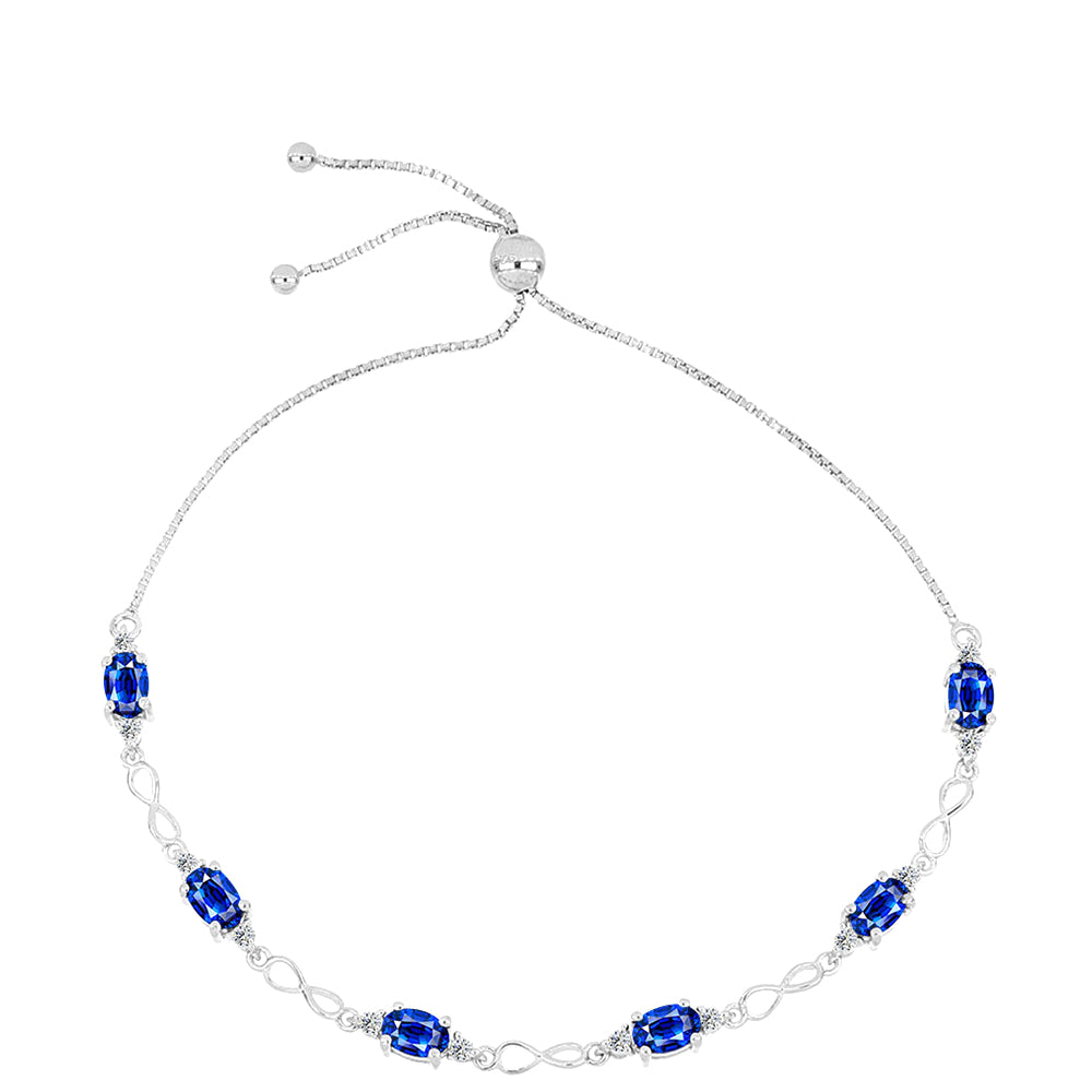 Pulsera de Plata con Zafiro Azul Australiano y Topacio Blanco 1 