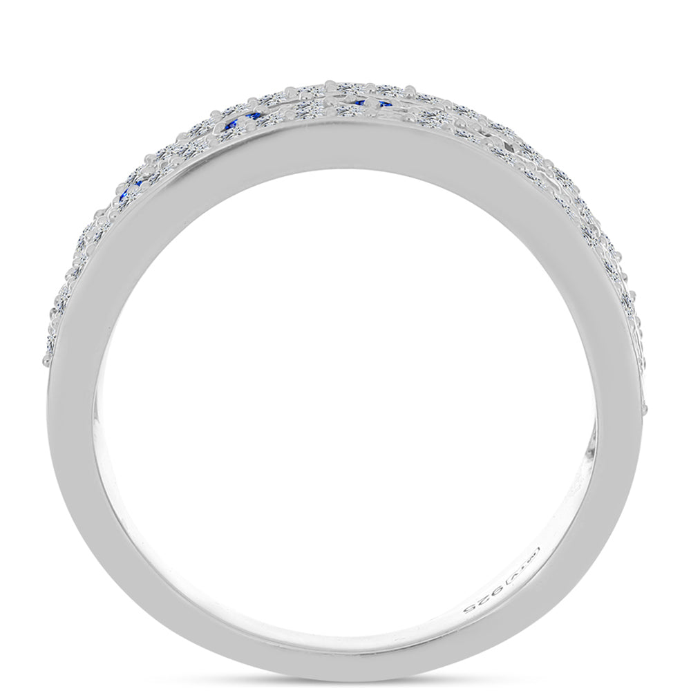 Anillo de Plata con Zafiro Azul Australiano y Topacio Blanco