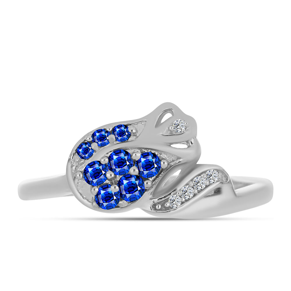 Anillo de Plata con Zafiro Azul Australiano y Topacio Blanco 1 