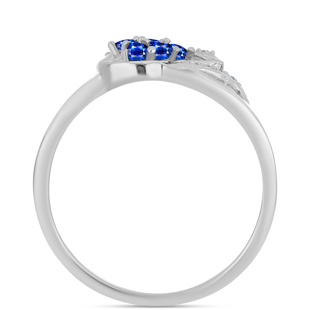 Anillo de Plata con Zafiro Azul Australiano y Topacio Blanco 2 