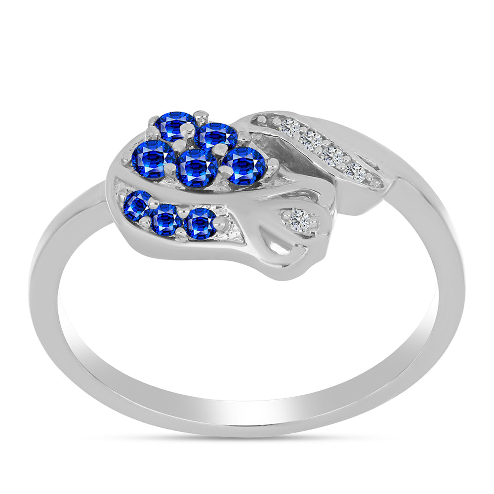 Anillo de Plata con Zafiro Azul Australiano y Topacio Blanco 3 