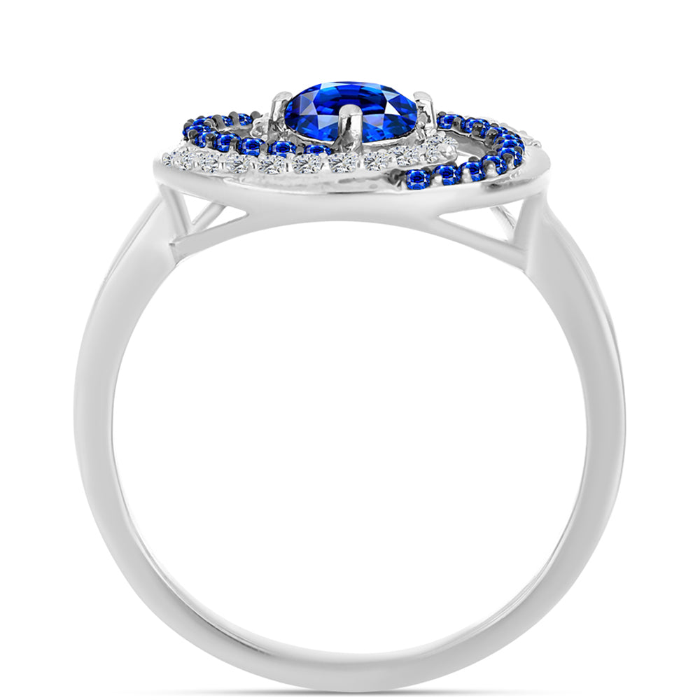 Anillo de Plata con Zafiro Azul Australiano y Topacio Blanco 2 