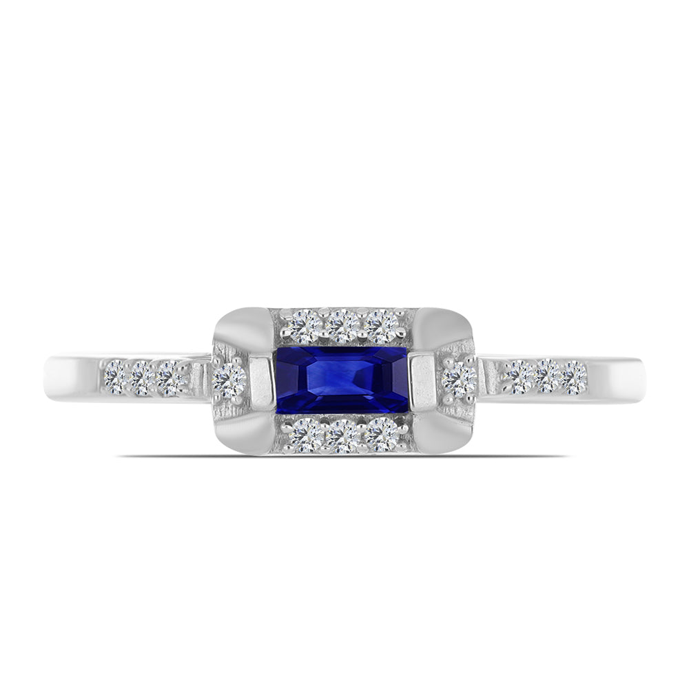 Anillo de Plata con Zafiro Azul Australiano y Topacio Blanco 1 
