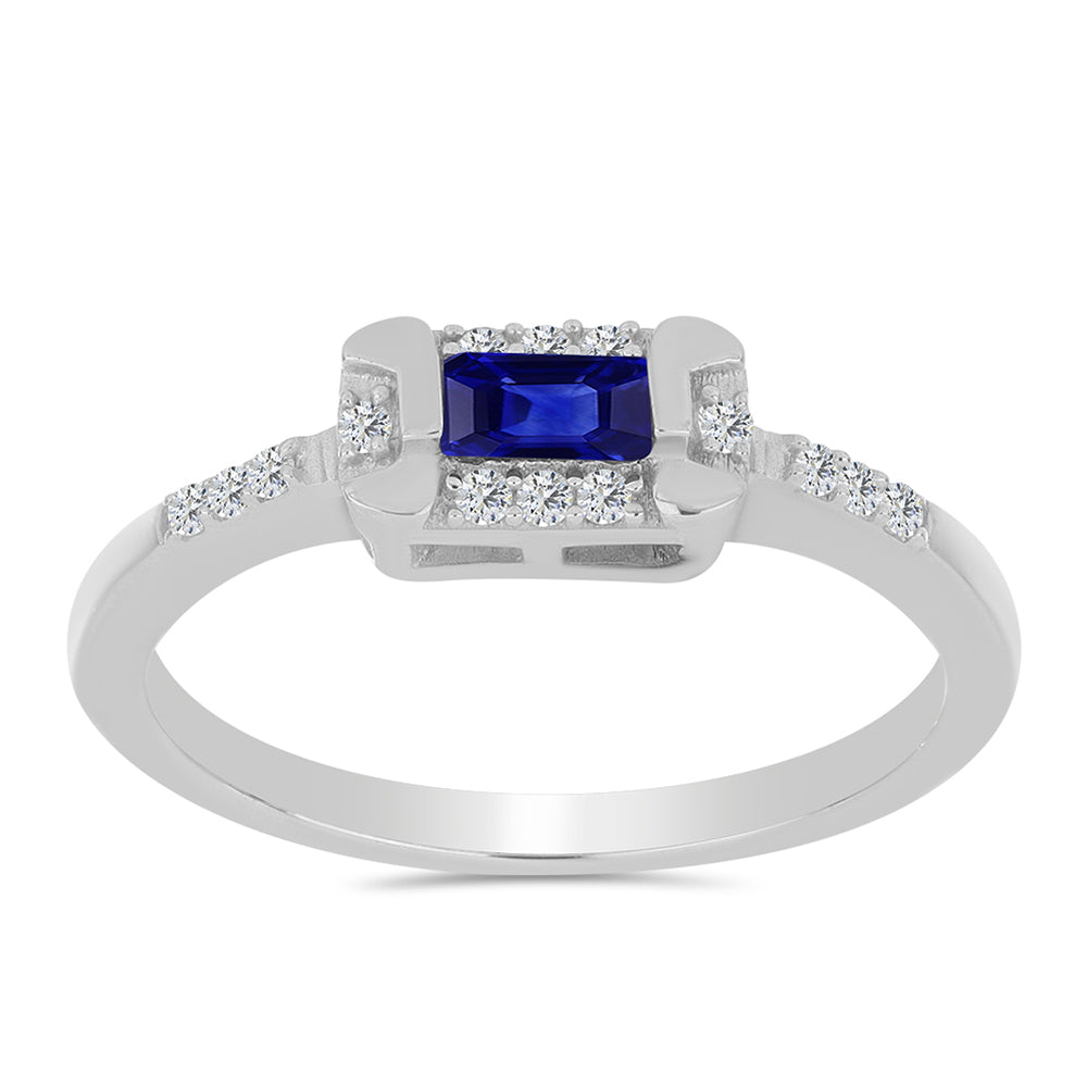Anillo de Plata con Zafiro Azul Australiano y Topacio Blanco 3 