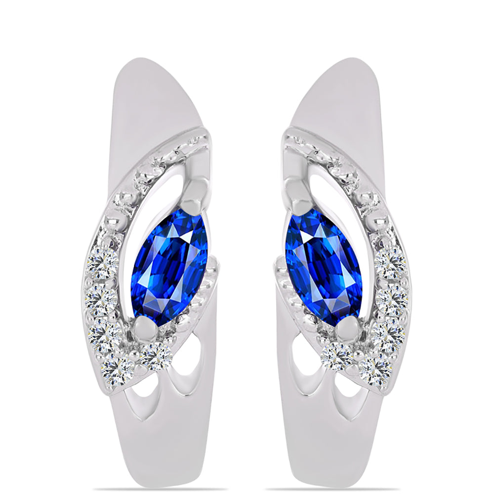 Pendientes de Plata con Zafiro Azul Australiano y Topacio Blanco 1 