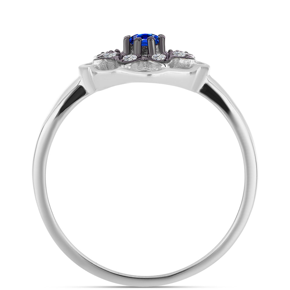 Anillo de Plata con Zafiro Azul Australiano y Topacio Blanco 2 