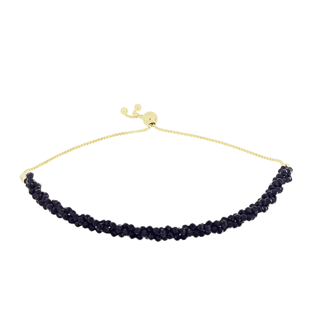Pulsera de Plata Bañada en Oro con Ónix Negro 1 