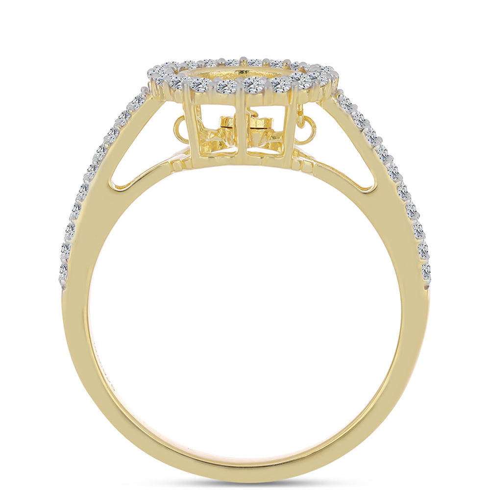 Anillo de Plata Bañada en Oro con Diamante Cognac y Topacio Blanco