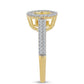 Anillo de Plata Bañada en Oro con Diamante Cognac y Topacio Blanco