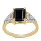 Anillo de Plata Bañada en Oro con Ónix Negro y Zircón Blanco