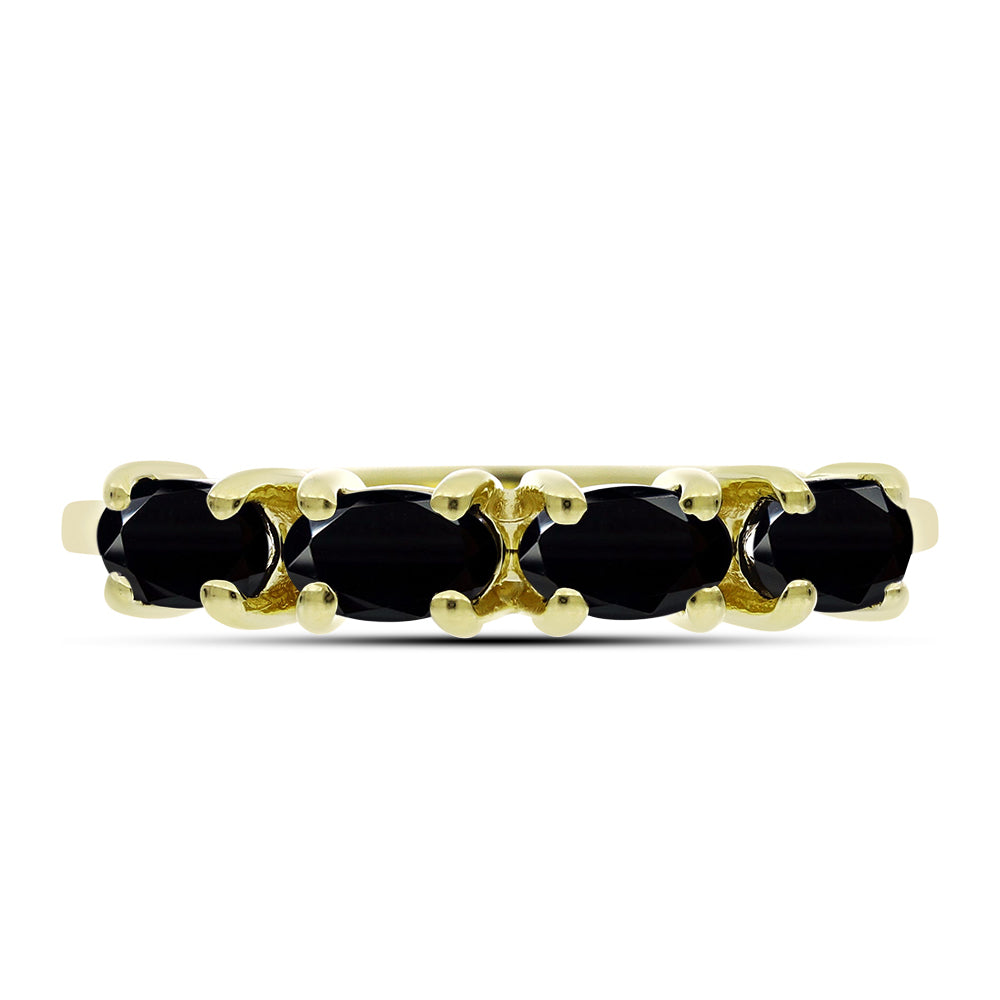 Anillo de Plata Bañada en Oro con Ónix Negro