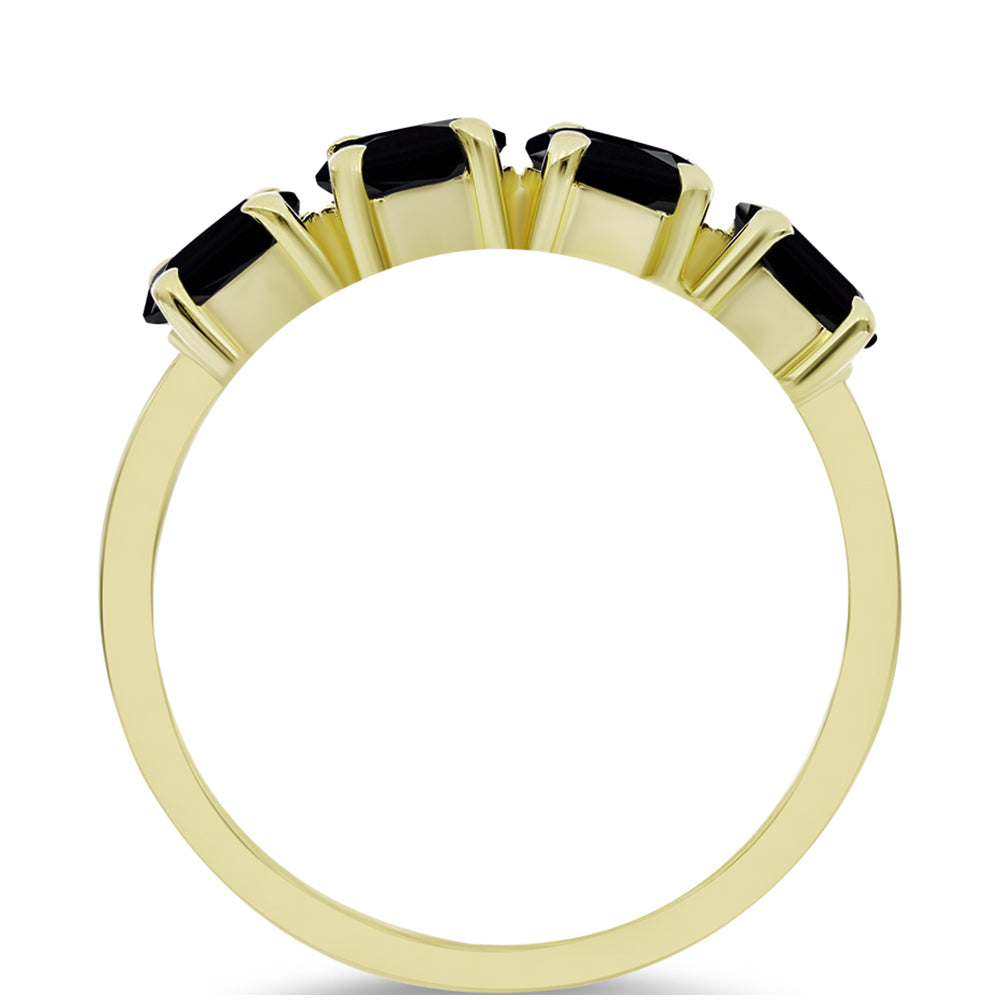 Anillo de Plata Bañada en Oro con Ónix Negro 3 