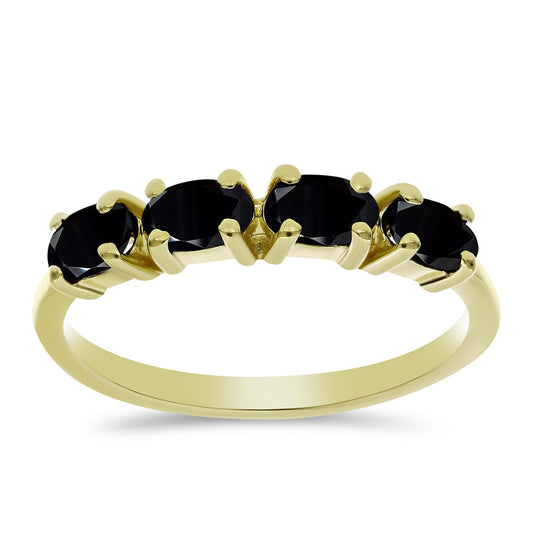 Anillo de Plata Bañada en Oro con Ónix Negro
