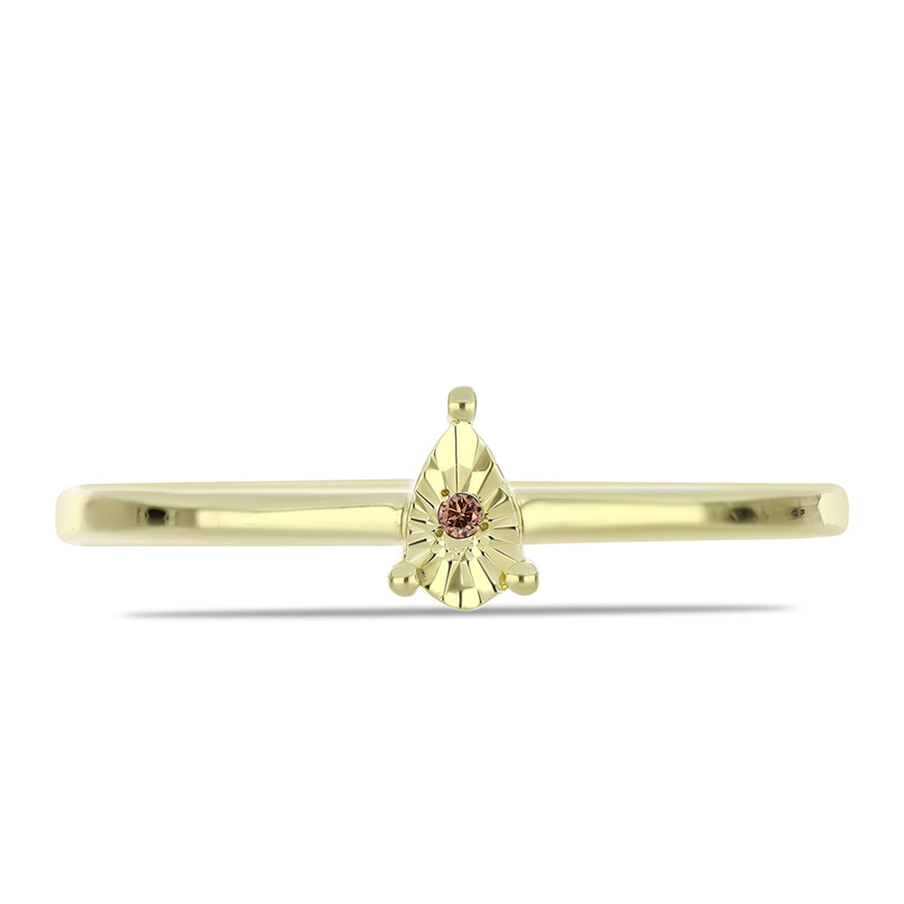 Anillo de Plata Bañada en Oro con Diamante Cognac 1 