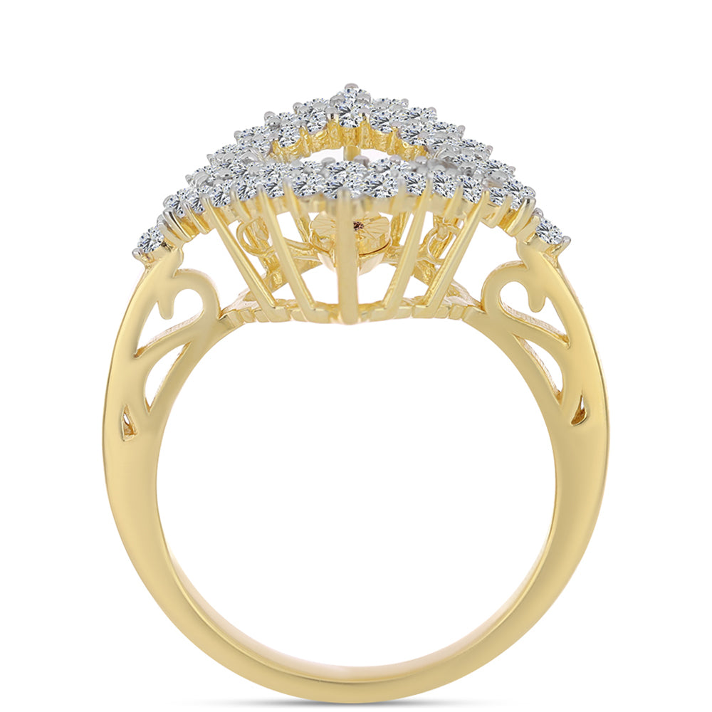 Anillo de Plata Bañada en Oro con Diamante Cognac y Topacio Blanco 2 