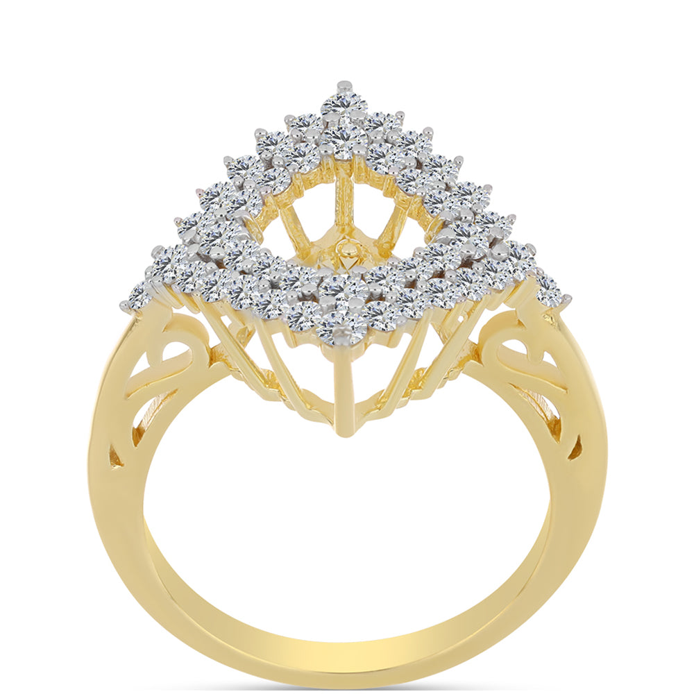 Anillo de Plata Bañada en Oro con Diamante Cognac y Topacio Blanco 3 