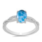 Anillo de Plata con Larimar de Barahona y Topacio Blanco