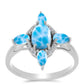 Anillo de Plata con Larimar de Barahona y Topacio Blanco