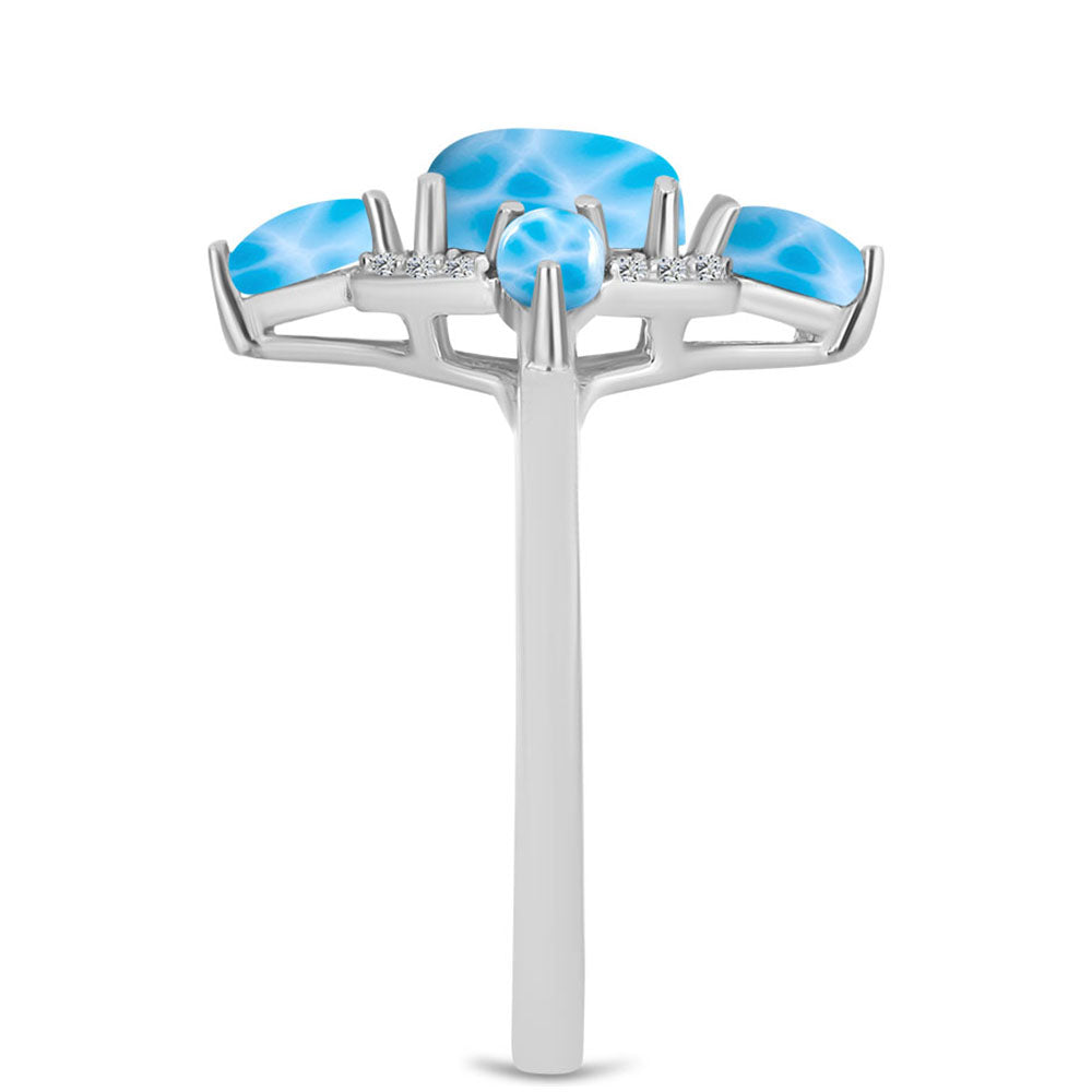 Anillo de Plata con Larimar de Barahona y Topacio Blanco 4 