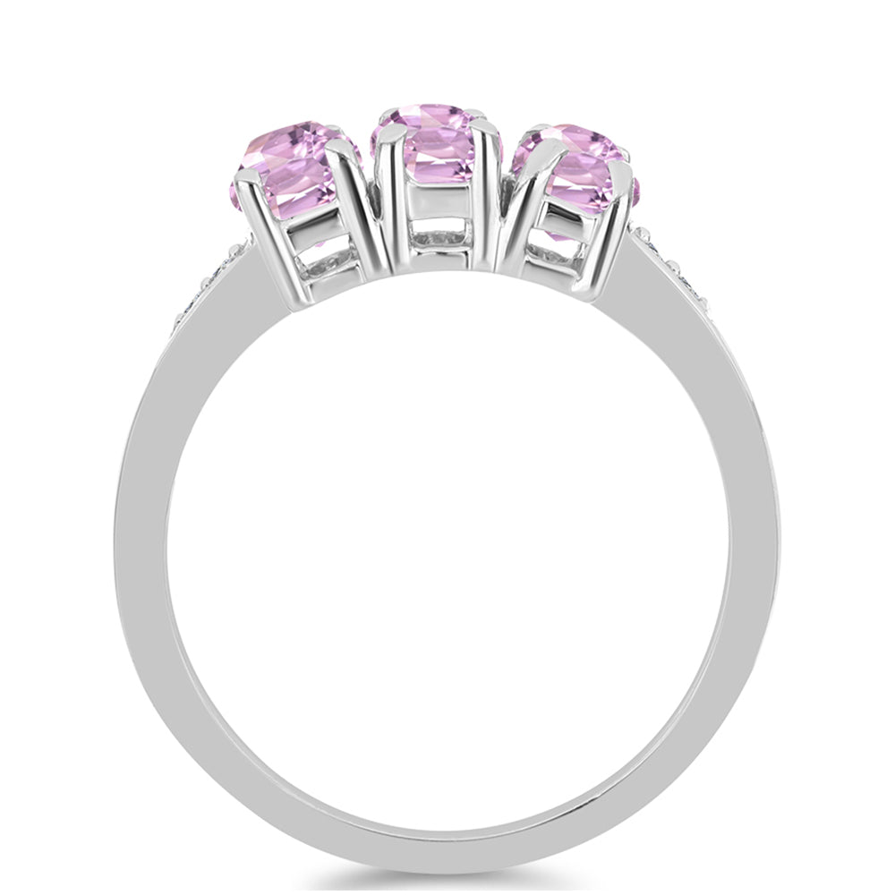 Anillo de Plata con Kunzita de Pala y Topacio Blanco 2 