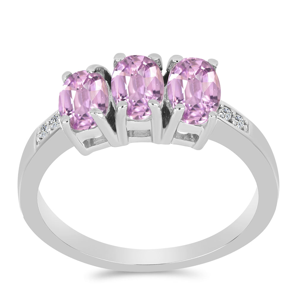 Anillo de Plata con Kunzita de Pala y Topacio Blanco 3 