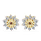 Pendientes de Plata Bañada en Oro con Diamante Cognac y Topacio Blanco