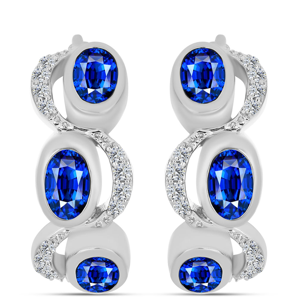 Pendientes de Plata con Zafiro Azul Australiano y Topacio Blanco 1 