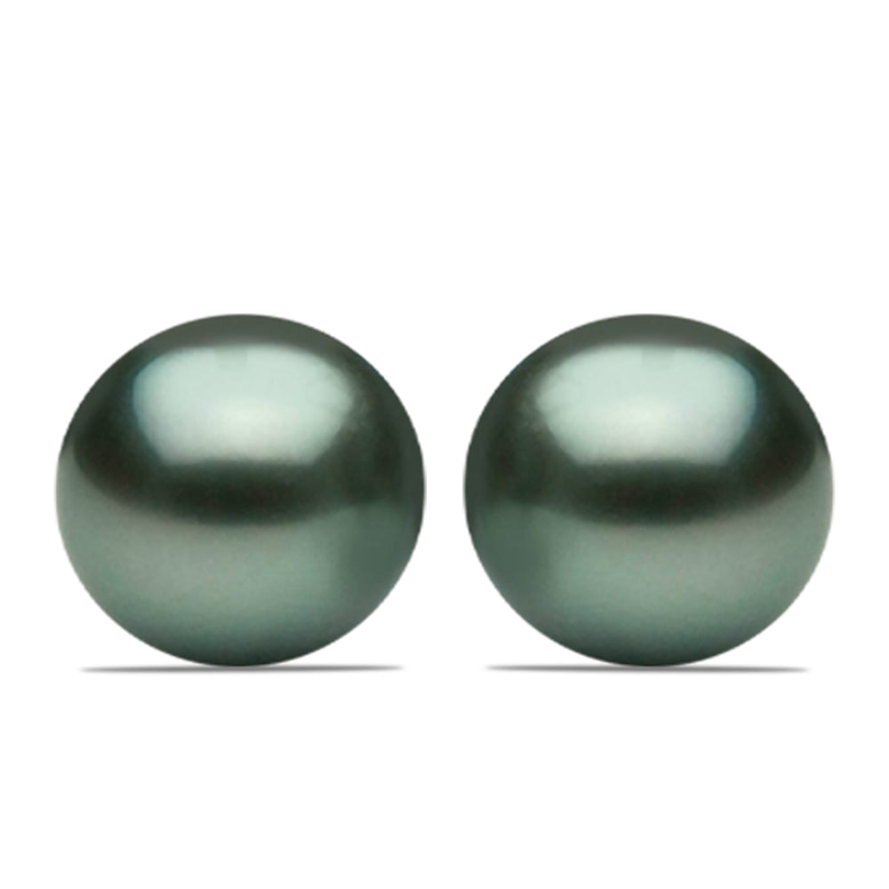 Pendientes de Plata Bañada en Oro con Perla de río Tahiti verde ilusión