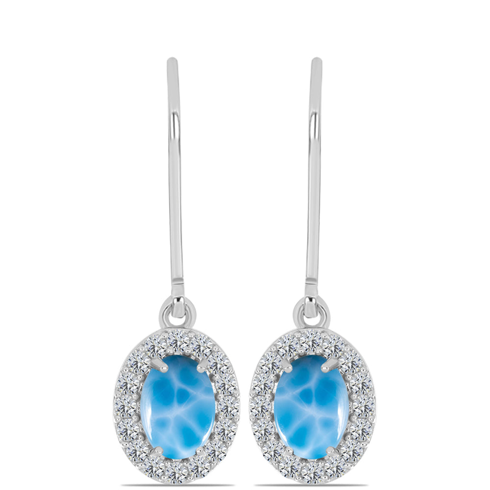 Pendientes de Plata con Larimar de Barahona y Topacio Blanco