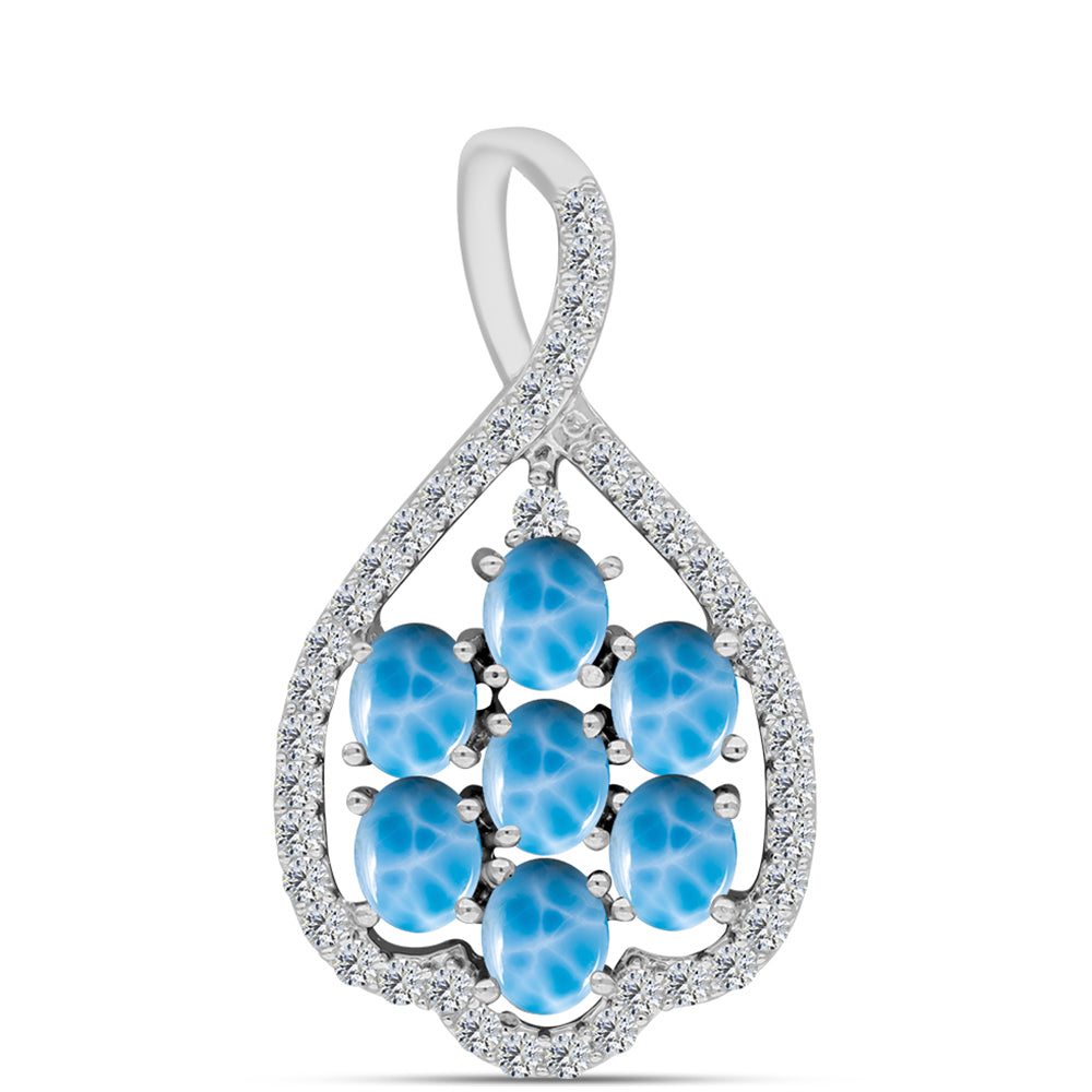 Colgante de Plata con Larimar de Barahona y Topacio Blanco 1 