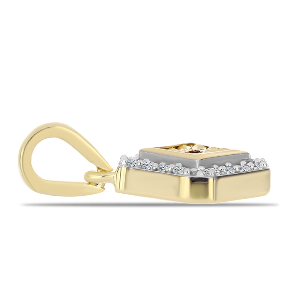 Colgante de Plata Bañada en Oro con Diamante Cognac y Topacio Blanco 2 