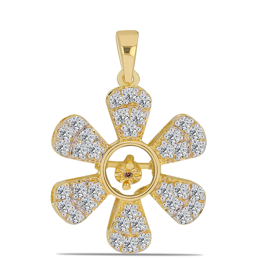 Colgante de Plata Bañada en Oro con Diamante Cognac y Topacio Blanco