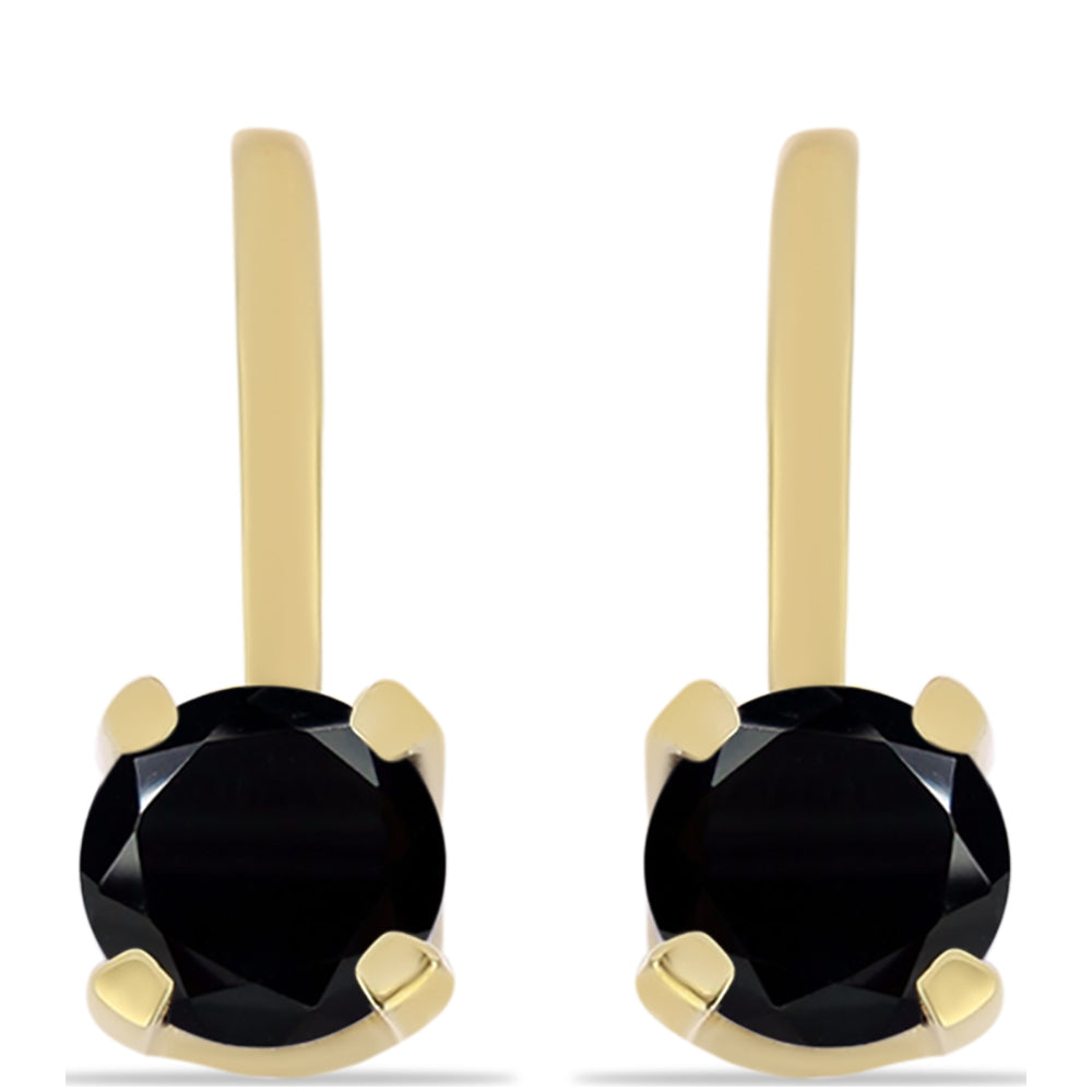 Pendientes de Plata Bañada en Oro con Ónix Negro 1 