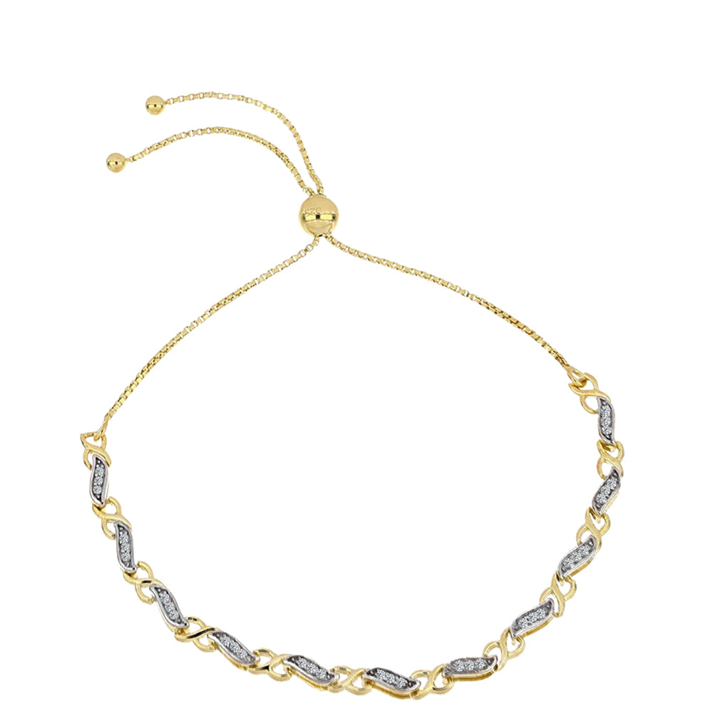 Pulsera de Plata Bañada en Oro con Diamante Cognac y Topacio Blanco 1 
