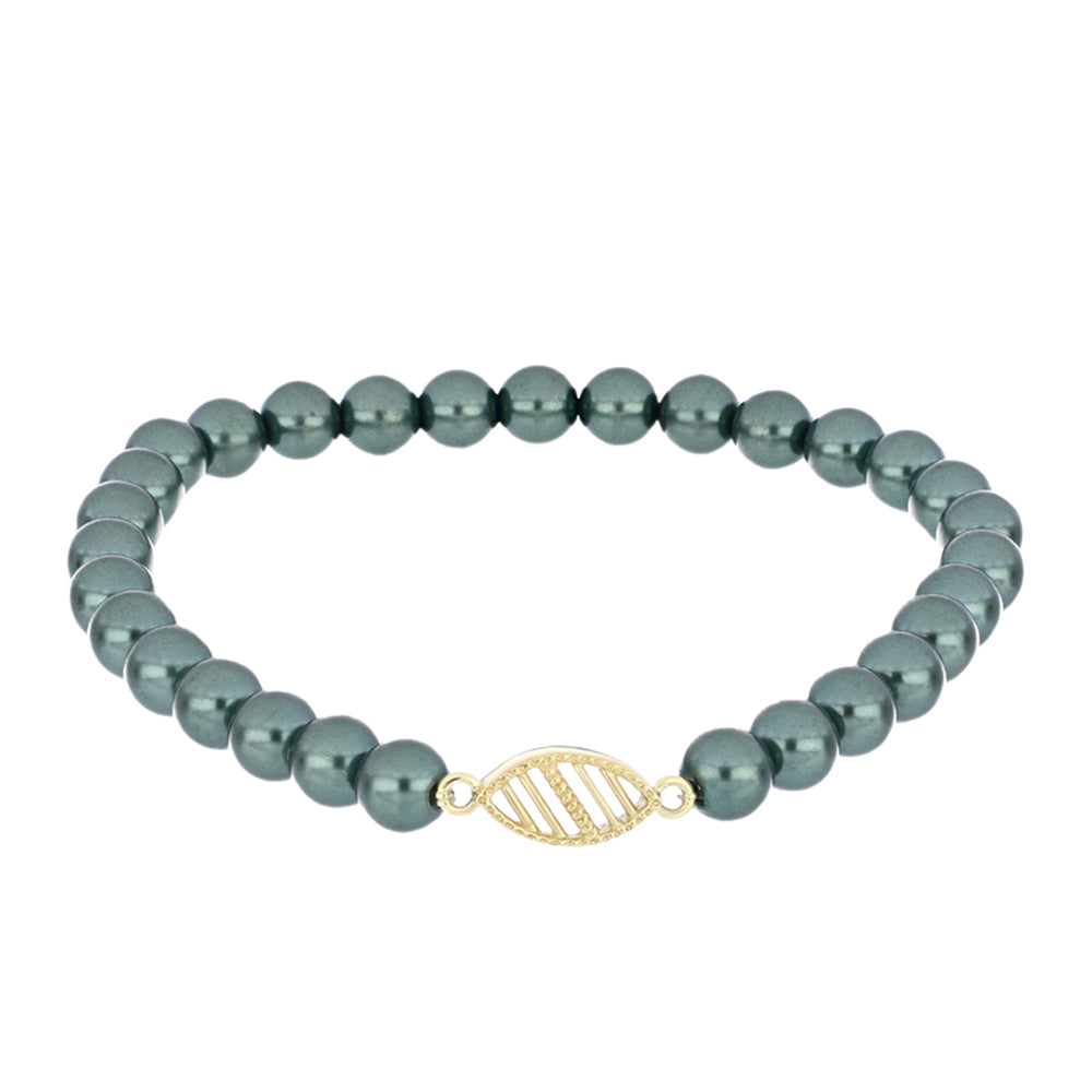 Pulsera de Plata Bañada en Oro con Perla de río Tahiti verde ilusión 1 