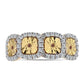 Anillo de Plata Bañada en Oro con Diamante Cognac y Topacio Blanco