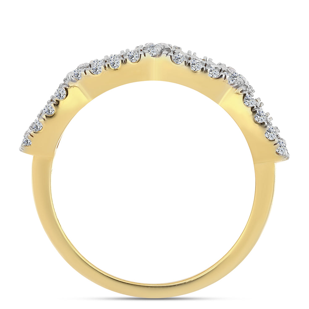Anillo de Plata Bañada en Oro con Diamante Cognac y Topacio Blanco 2 
