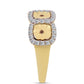 Anillo de Plata Bañada en Oro con Diamante Cognac y Topacio Blanco