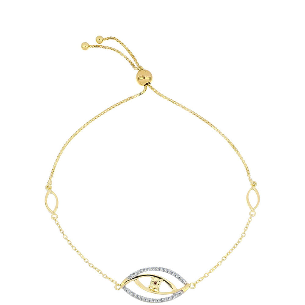 Pulsera de Plata Bañada en Oro con Diamante Cognac y Topacio Blanco 1 