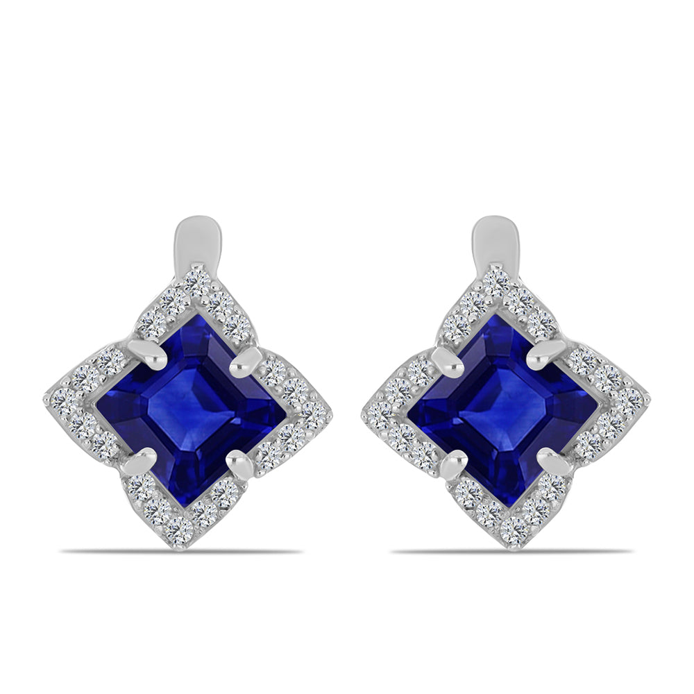 Pendientes de Plata con Zafiro Azul Australiano y Topacio Blanco 1 