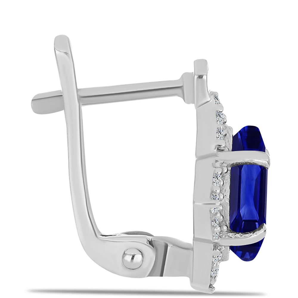 Pendientes de Plata con Zafiro Azul Australiano y Topacio Blanco 2 