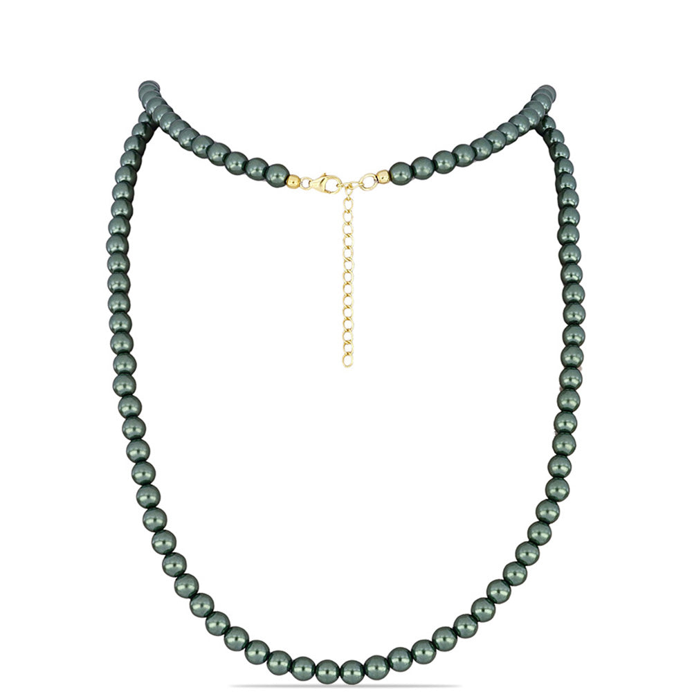 Collar de Plata Bañada en Oro con Perla de río Tahiti verde ilusión 1 