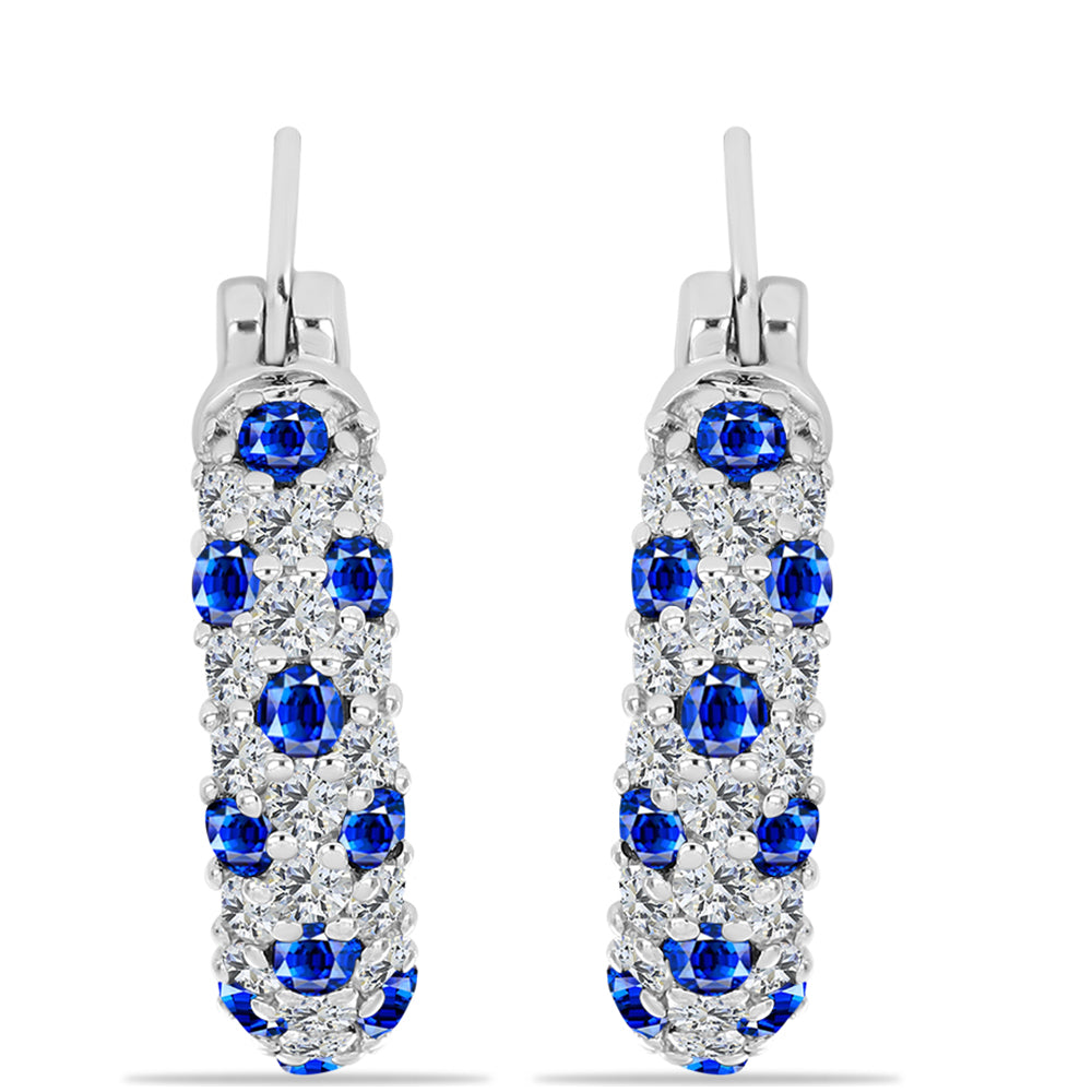 Pendientes de Plata con Zafiro Azul Australiano y Topacio Blanco 1 