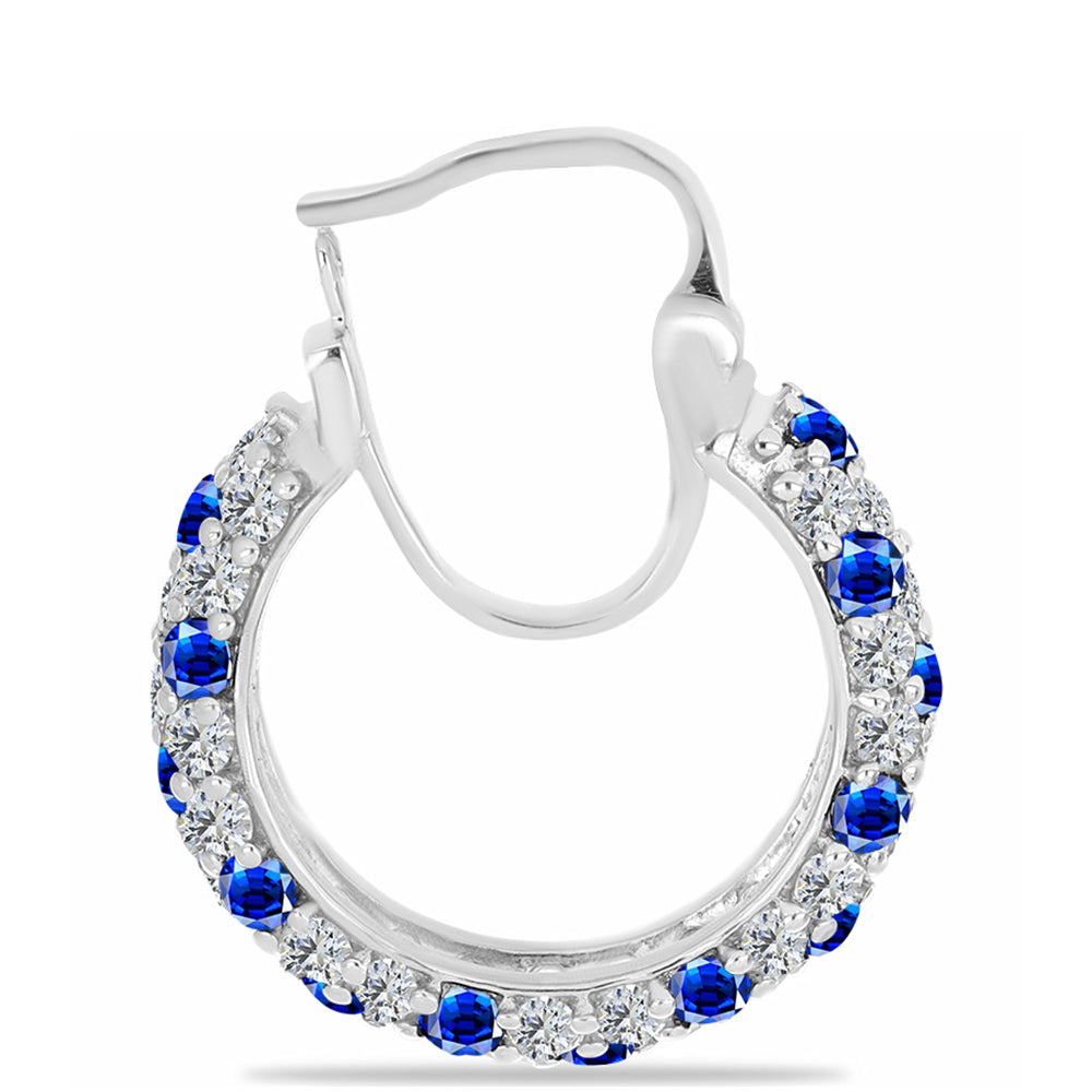 Pendientes de Plata con Zafiro Azul Australiano y Topacio Blanco 2 