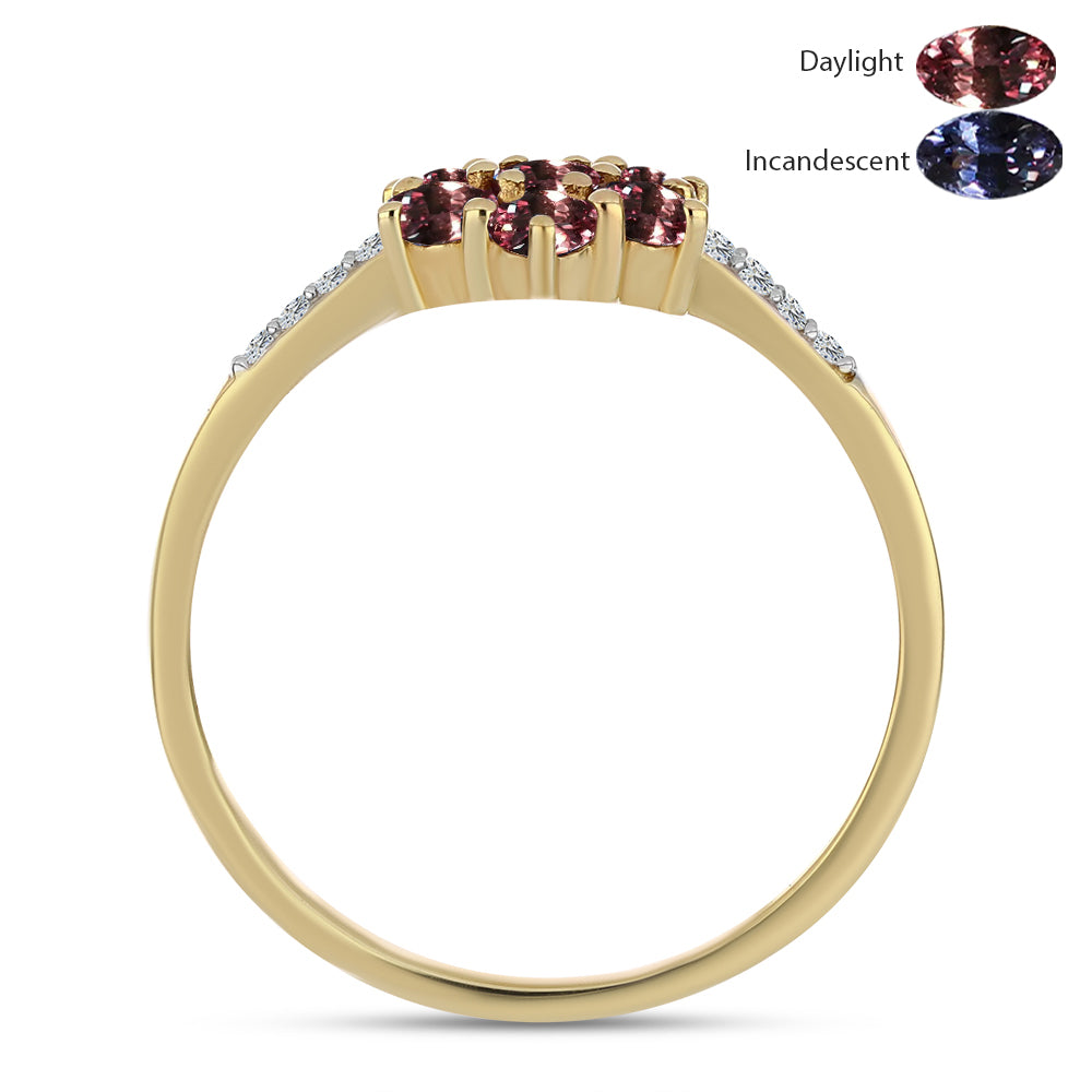 Anillo de Plata Bañada en Oro con Granate Multicolor de Tsivory y Topacio Blanco 3 