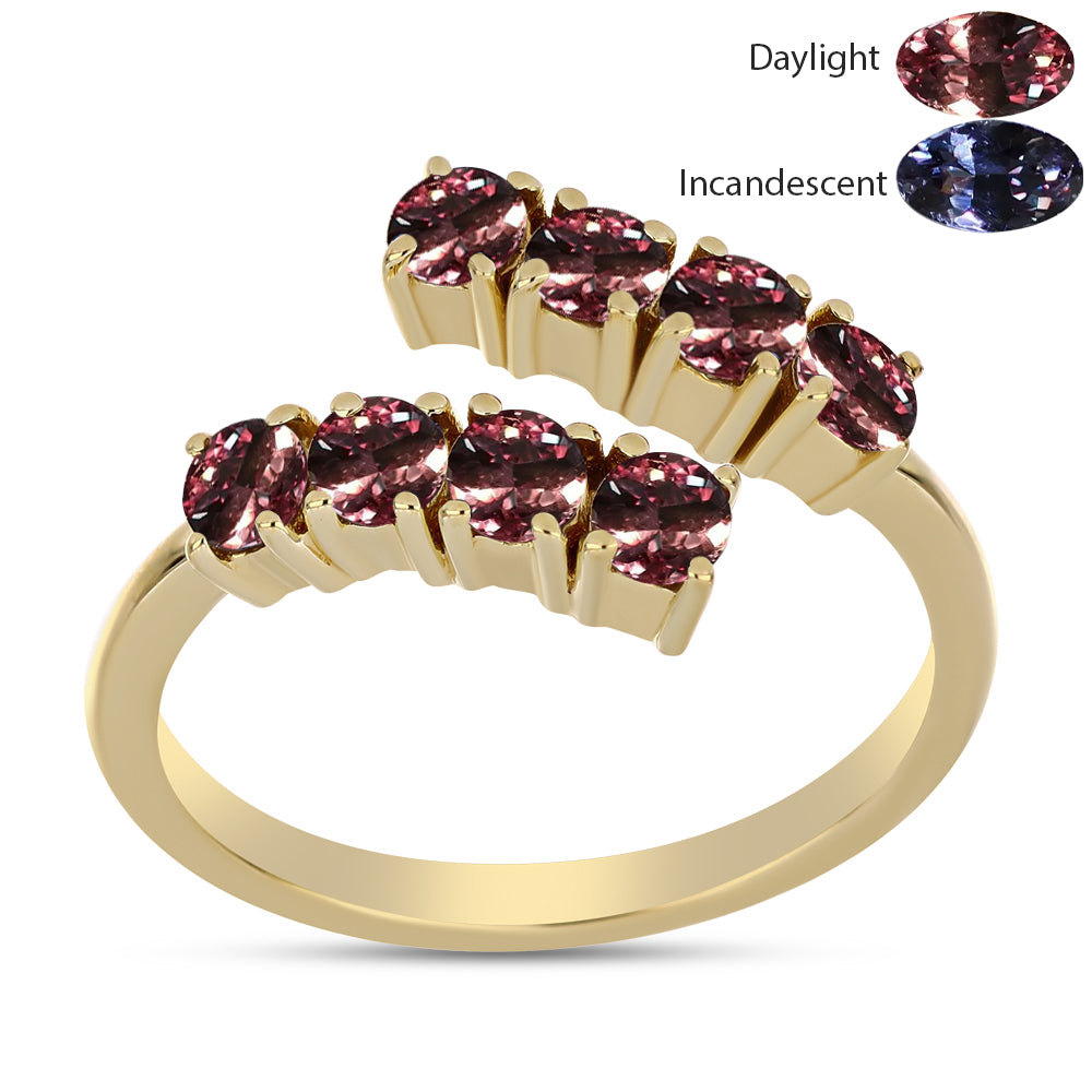 Anillo de Plata Bañada en Oro con Granate Multicolor de Tsivory 3 